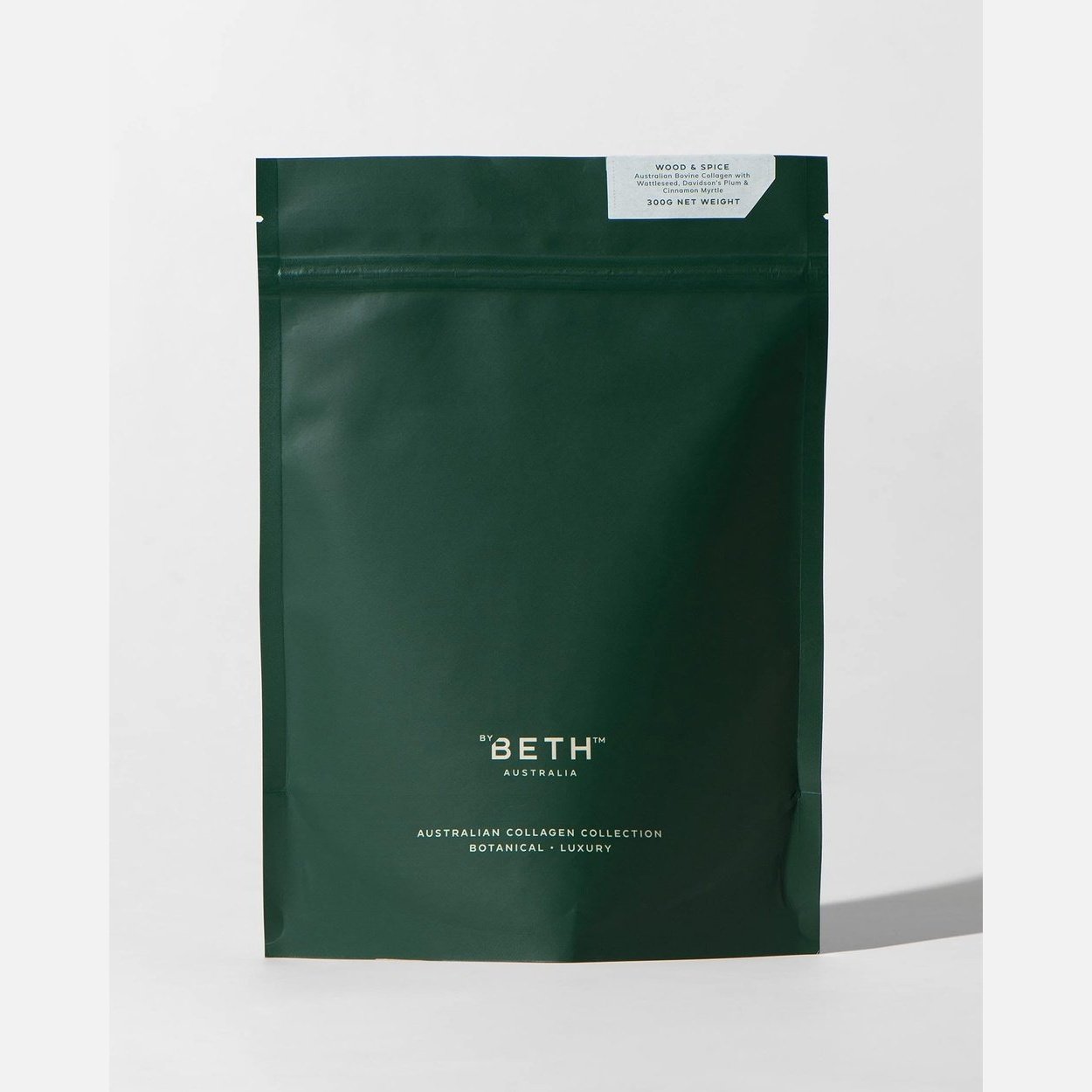 WOOD SPICE Bovine Collagen with Wattleseed, Davidson Plum & Cinnamon Myrtle Refill Pouch 300g By Beth True Woo